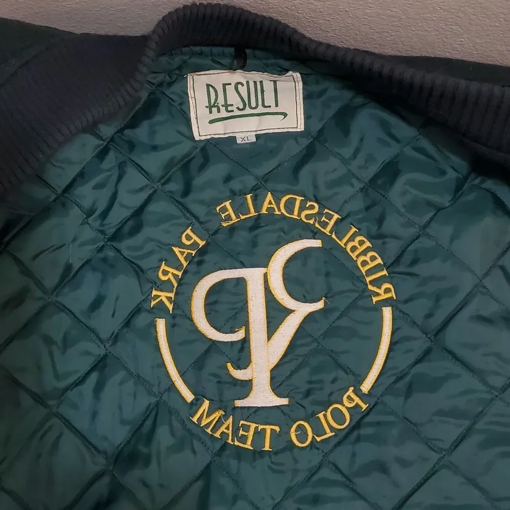 Vintage Englands Ribblesdale Park Polo Team Green Letterman Jacket Men's 2X Rare